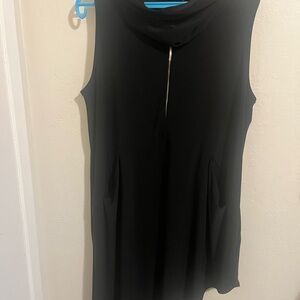 Sympli black dress with pockets zipper in front
